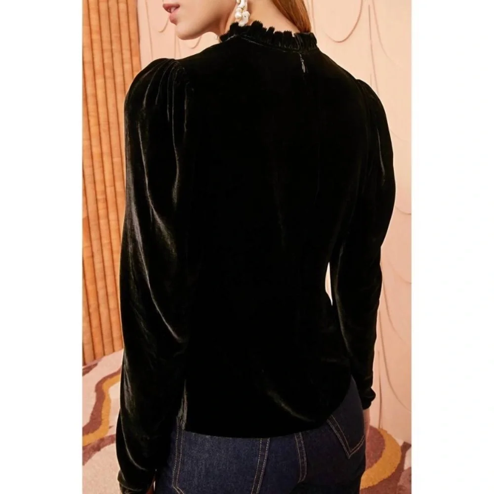 Ulla Johnson Marlene Velvet Blouse Black‎ Size 2 Noir Matches Veronica Pants